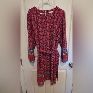 LOFT Floral Red and Blue Women's Dress